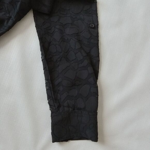 Ann Taylor Black Sheer Animal Print Lightweight Button Up Blouse Women's Size 8 - Picture 10 of 14